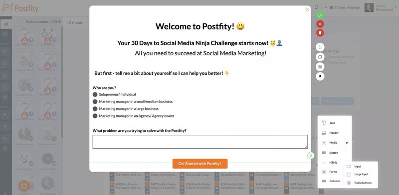 Postfity welcome message
