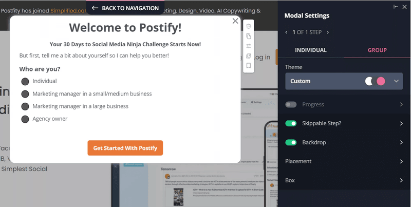 postify welcome survey example