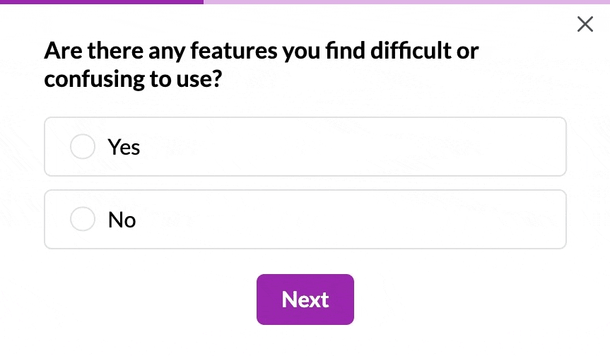 Example of a product survey question.