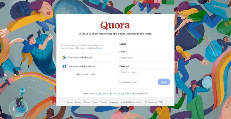 Sign-Up Page Examples: Quora