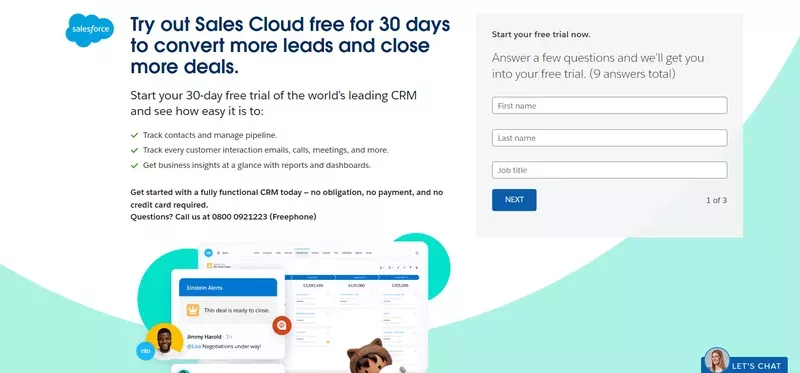 Sign-Up Page Examples: Salesforce
