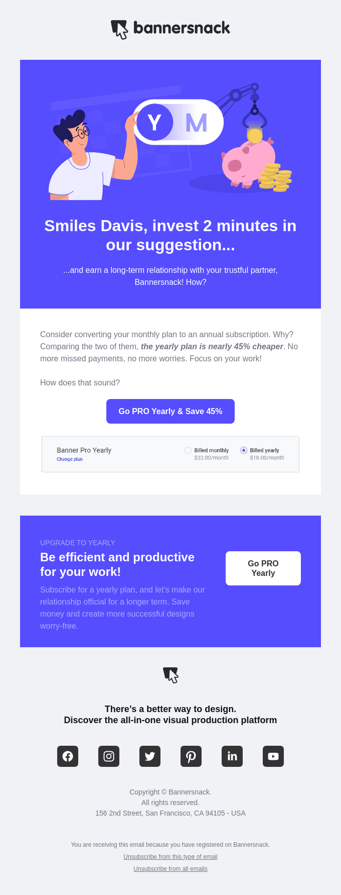 renewal email from Bannersnack