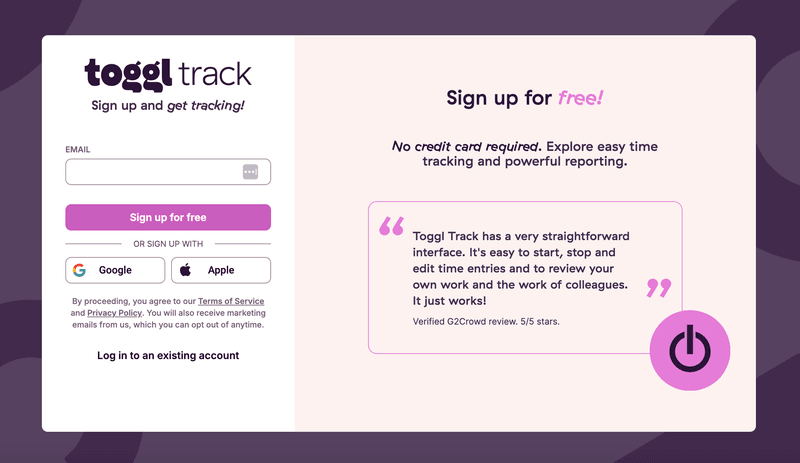 Toggle-signup-page