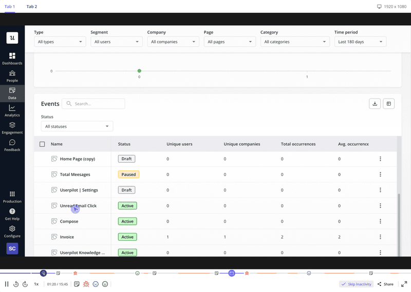 Session replays in Userpilot