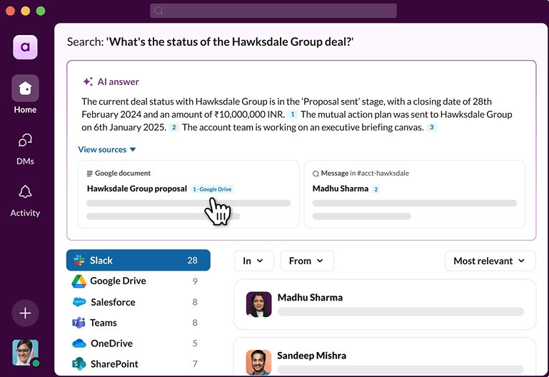Slack's AI powered search