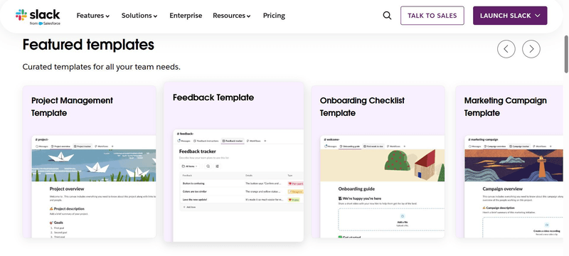 Slack templates.