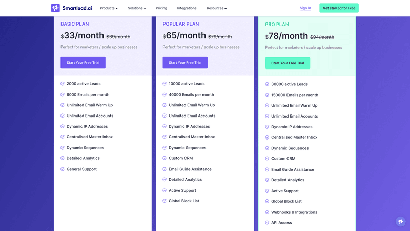 Smartlead pricing