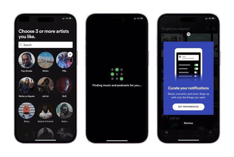 spotify mobile onboarding flow example