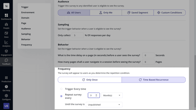 Advanced survey triggering and automation in Userpilot.