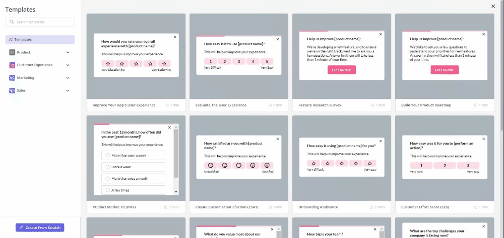 Survey templates in Userpilot