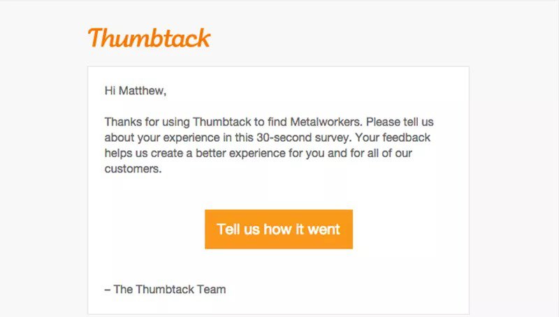 Thumbtack's feedback email