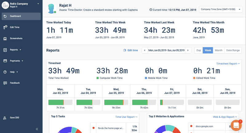 Time Doctor dashboard