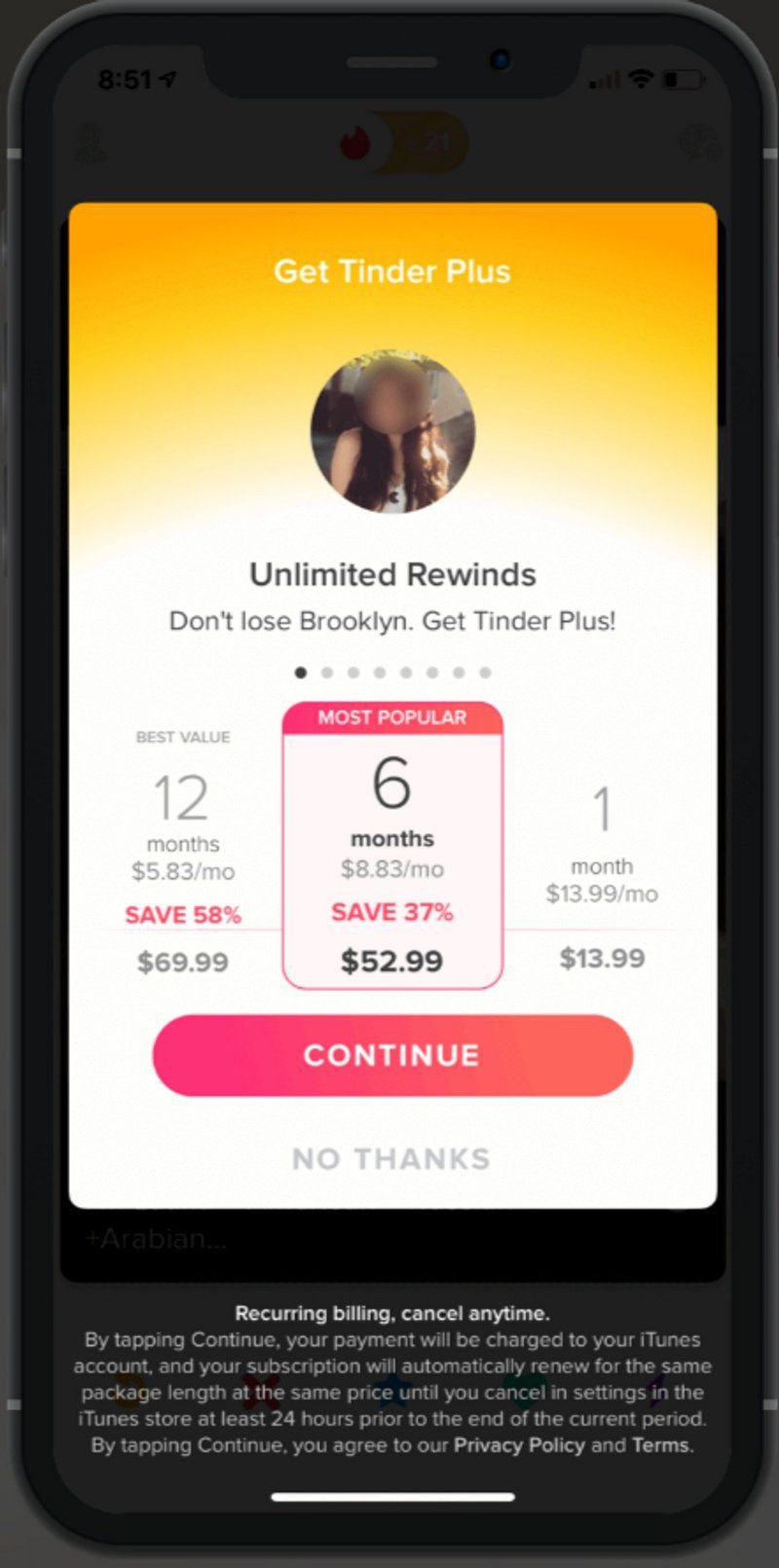 Tinder's upselling techniques