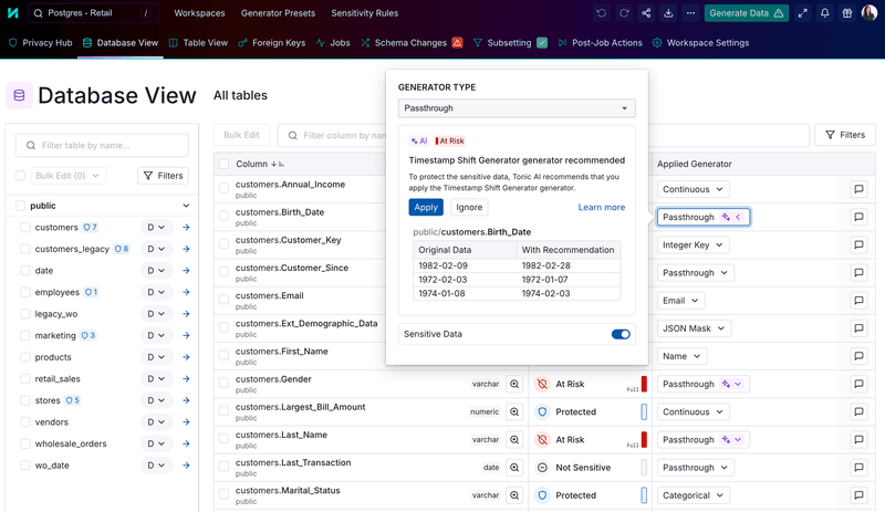 Tonic.ai data synthesis