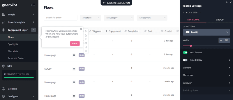 Userpilot tooltips
