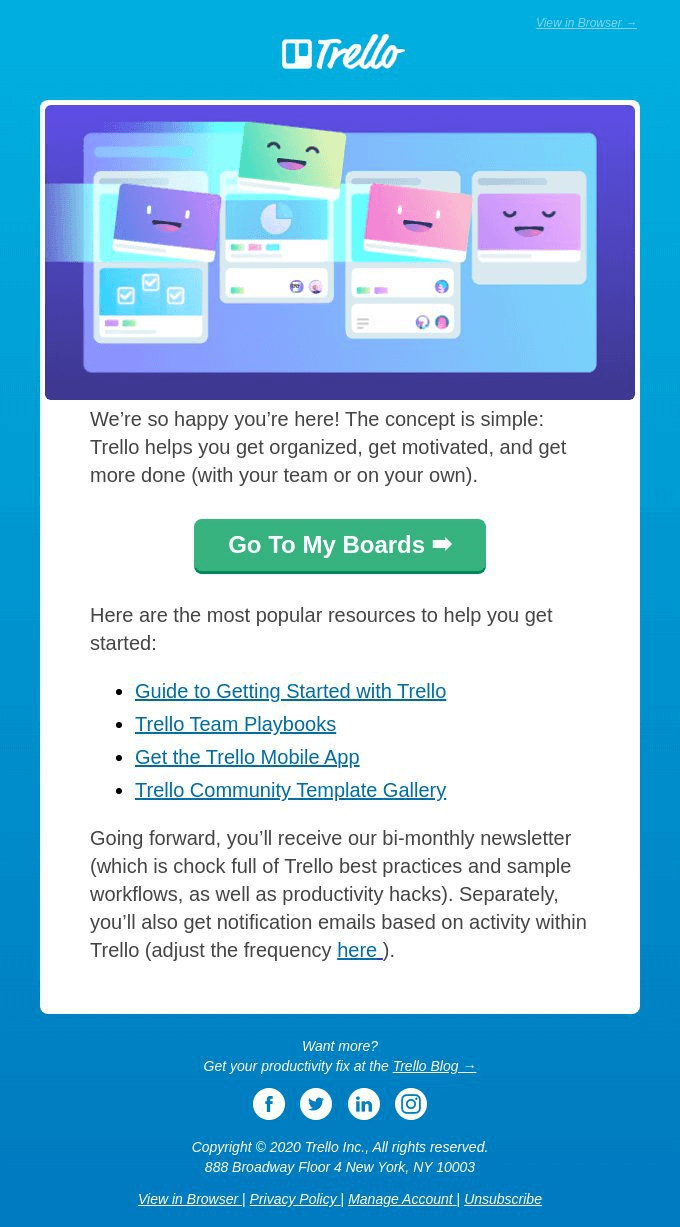 Trello welcome email