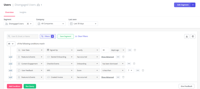 Segmenting users based on in-app behaviors