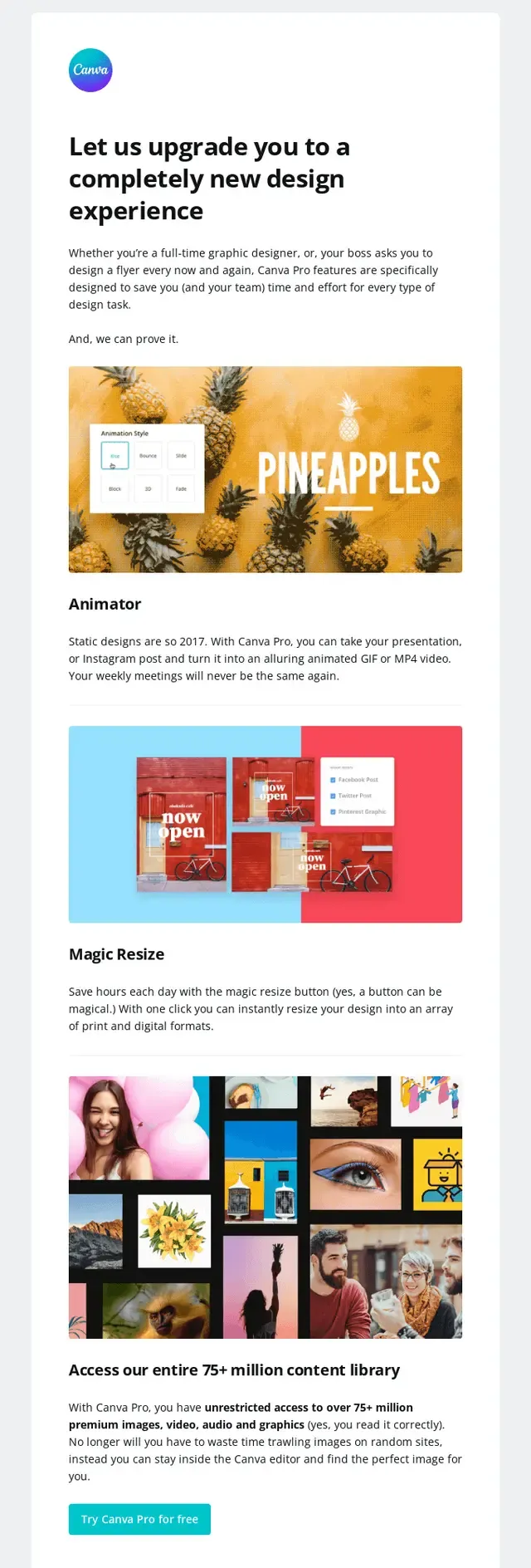 Behavioral email marketing example: Canva.