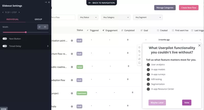 Use in-app surveys to collect data about your users