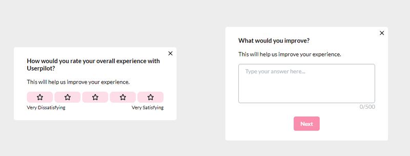 Customizable user surveys in Userpilot