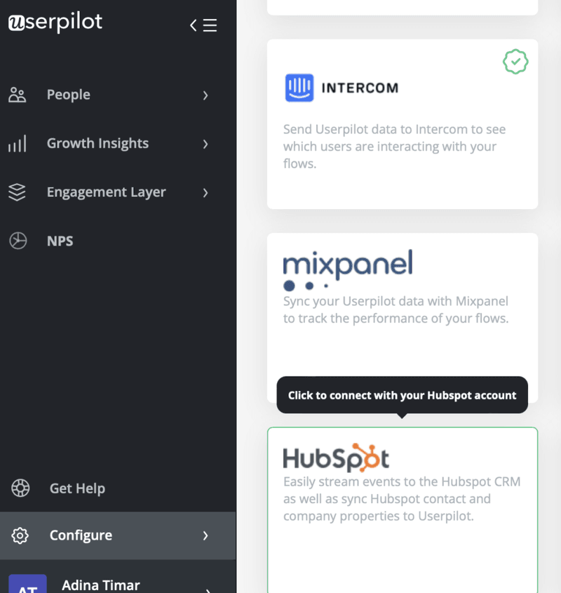 Enabling Userpilot-Hubspot Integration