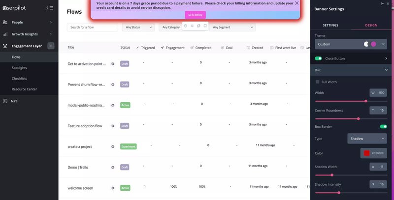 Screenshot of Userpilot interface