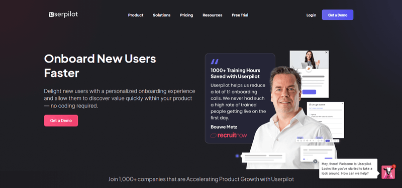 Userpilot user onboarding landing page