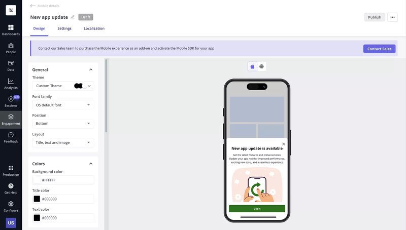 slideout creation userpilot