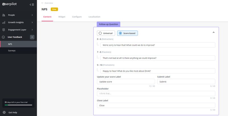 NPS Follow-up feedback questions