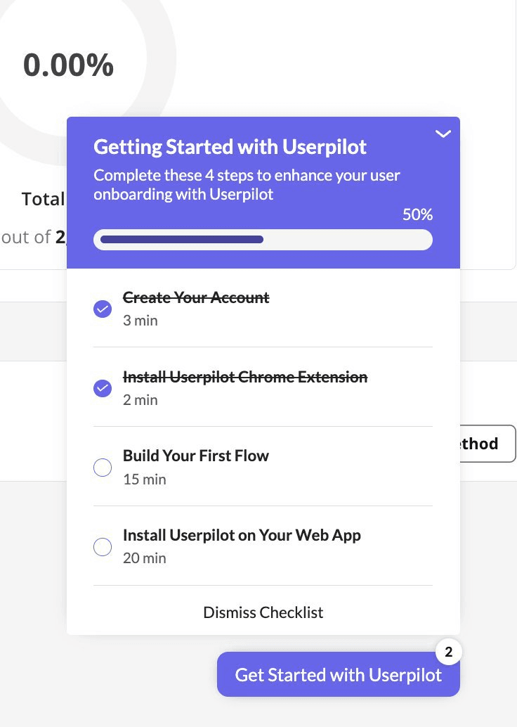 Userpilot’s onboarding checklist