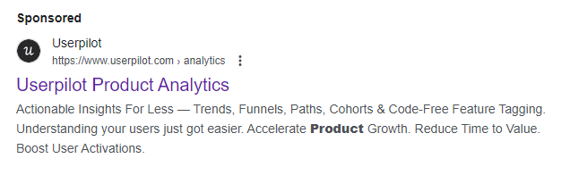 Userpilot product analytics ad