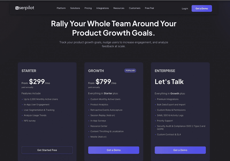 Userpilot pricing.