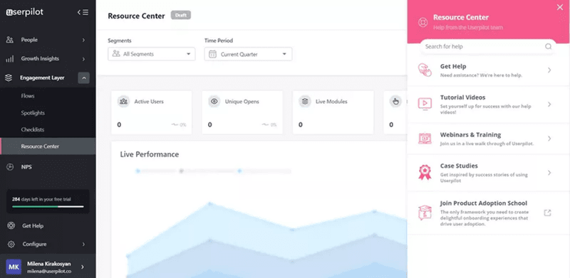 userpilot resource center example