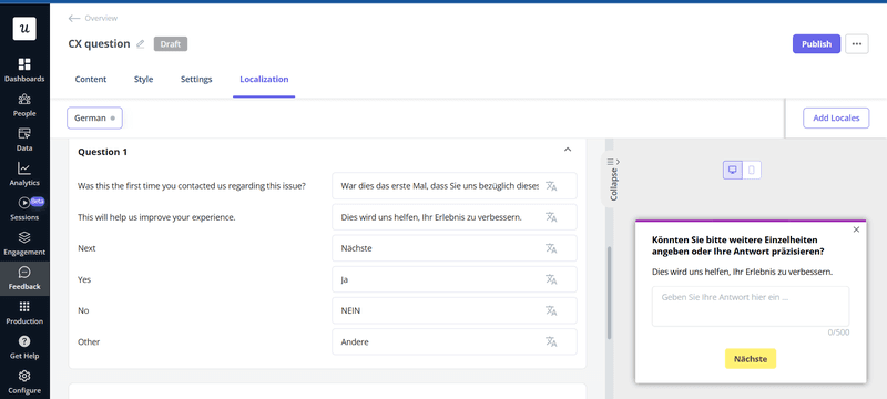  Userpilot's localization to deliver messages 
