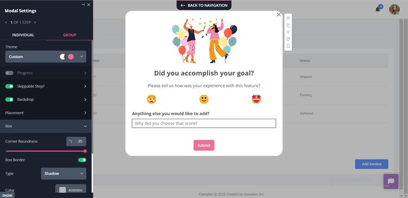 Userpilot smiley survey
