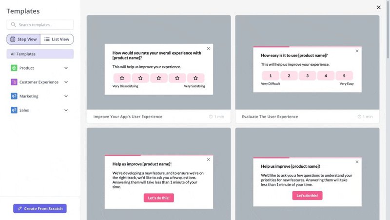 Create code-free surveys with Userpilot.