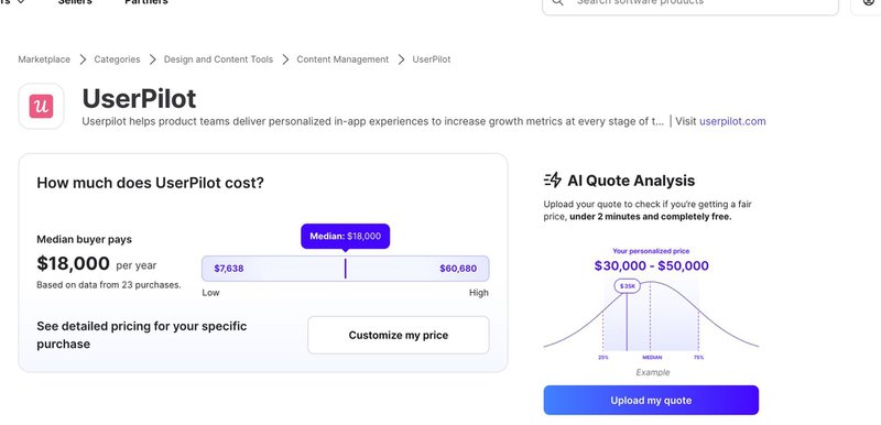 Userpilot pricing Vendr