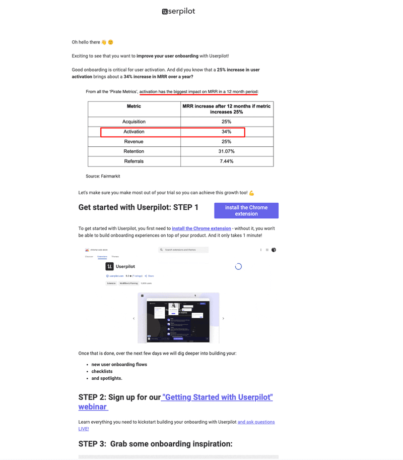 Behavioral email marketing example: Userpilot.