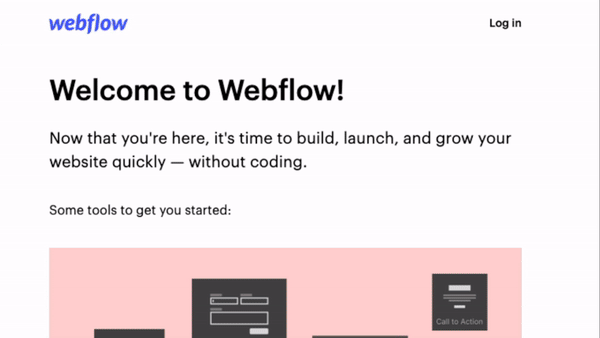 Webflow’s onboarding email
