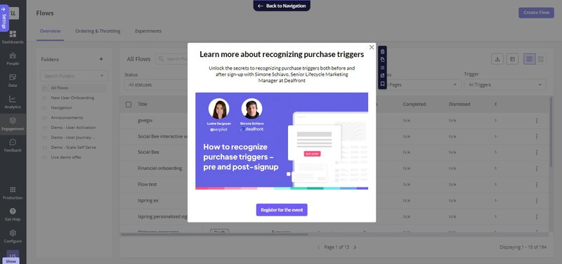 Modal UX example from Userpilot.