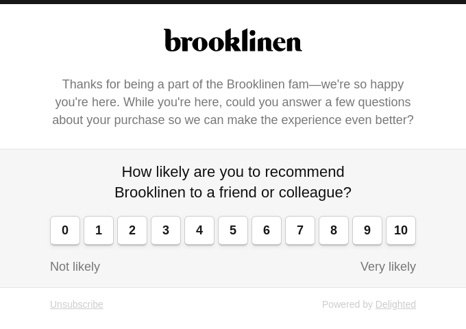brooklinen NPS email