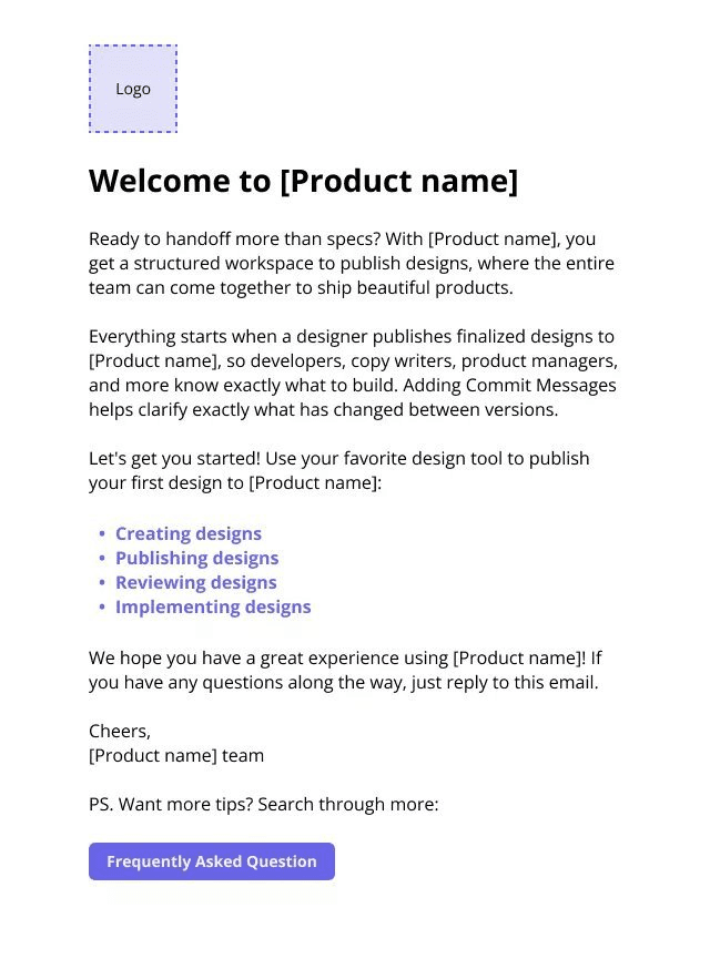 Welcome email template in Userpilot.