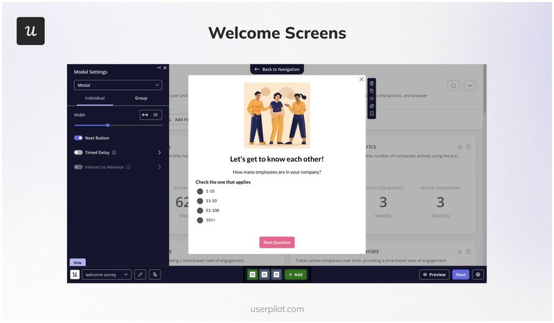 Welcome screens.