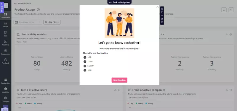 product tour examples: Welcome survey