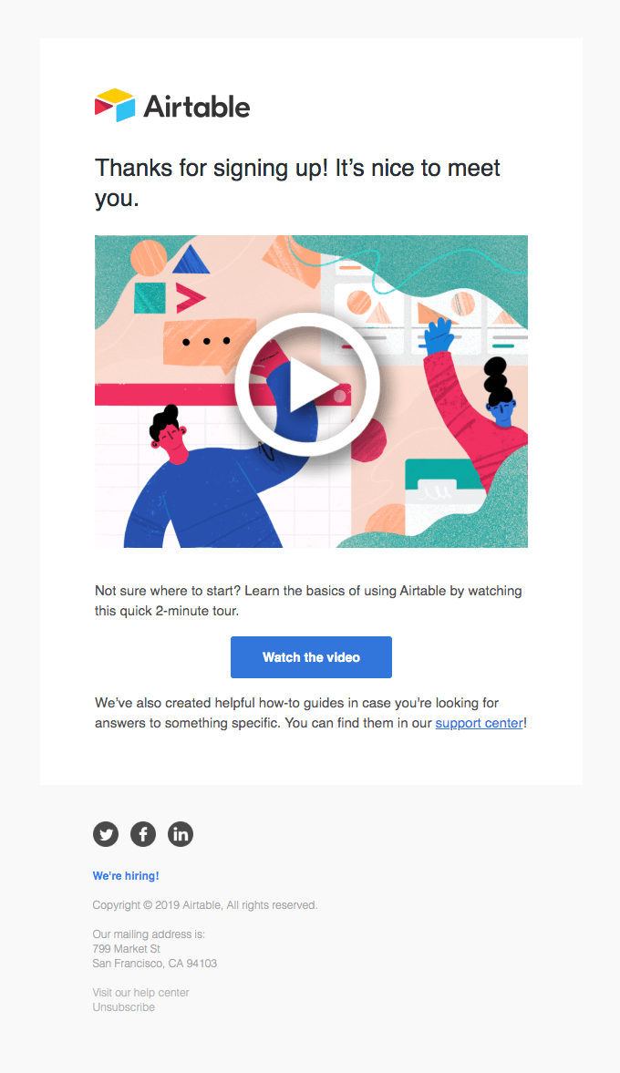 airtable welcome onboarding email