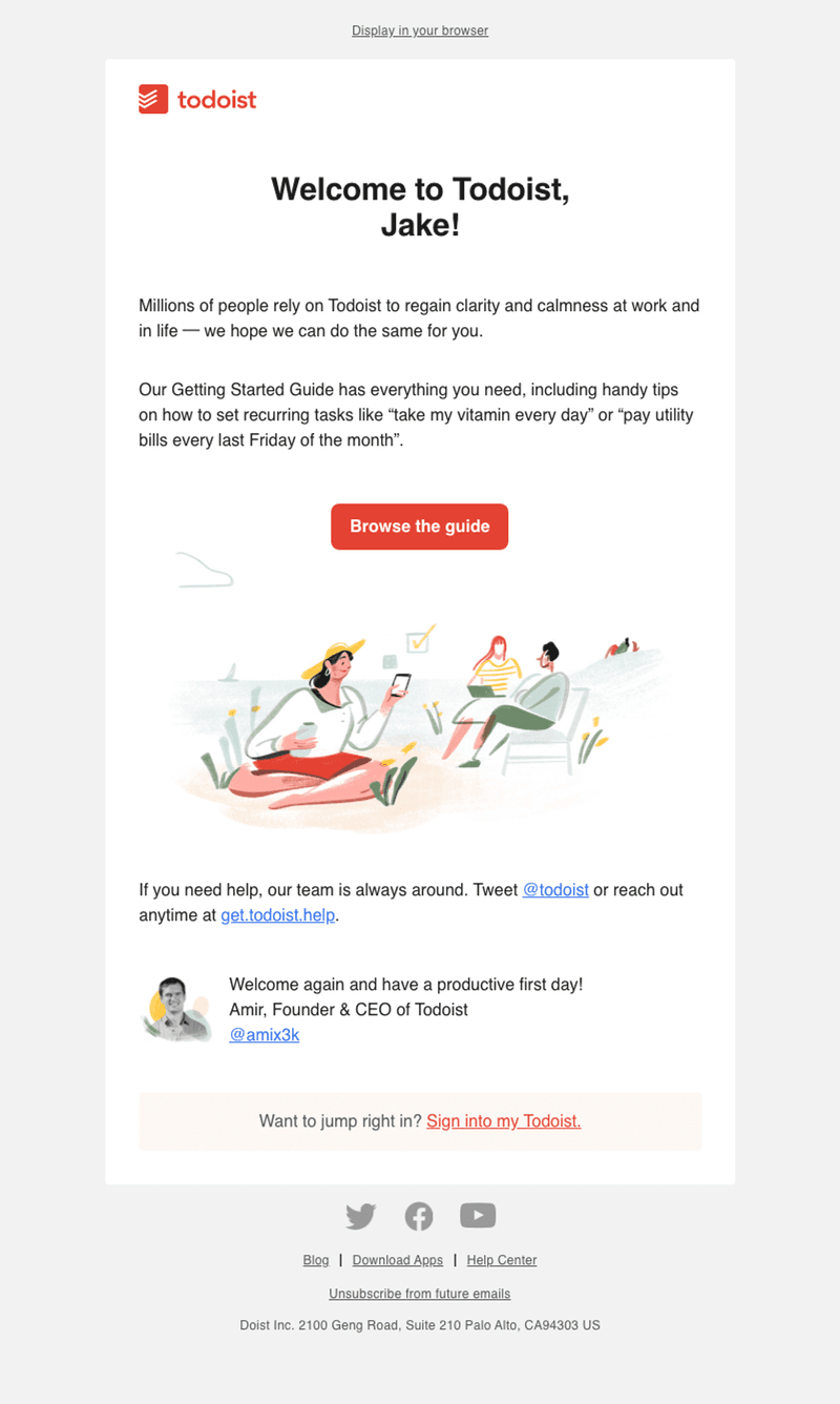 welcome-to-todoist-jake_saas-onboarding-emails
