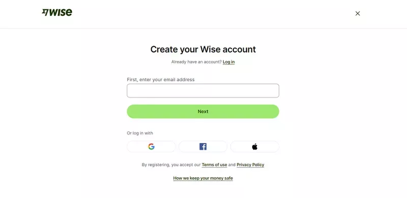 Sign-Up Page Examples: Wise