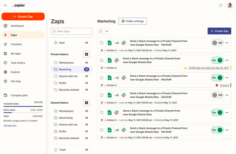 Zapier marketing automation software