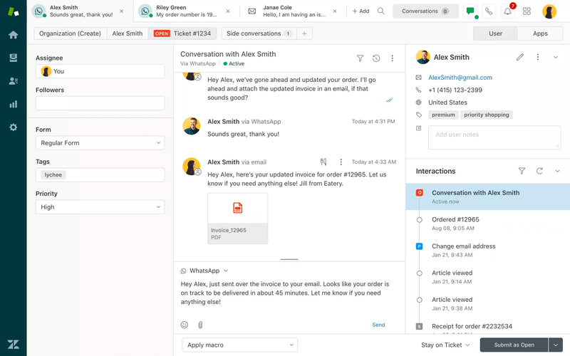 Zendesk full interaction history