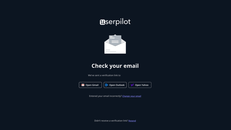 Userpilot email verification screen
